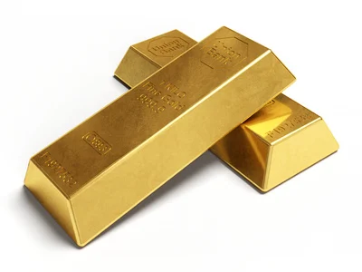 Lingots d'or empilés.