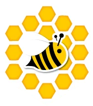 Logo de l'association : une abeille dans un cercle d'alvéoles.